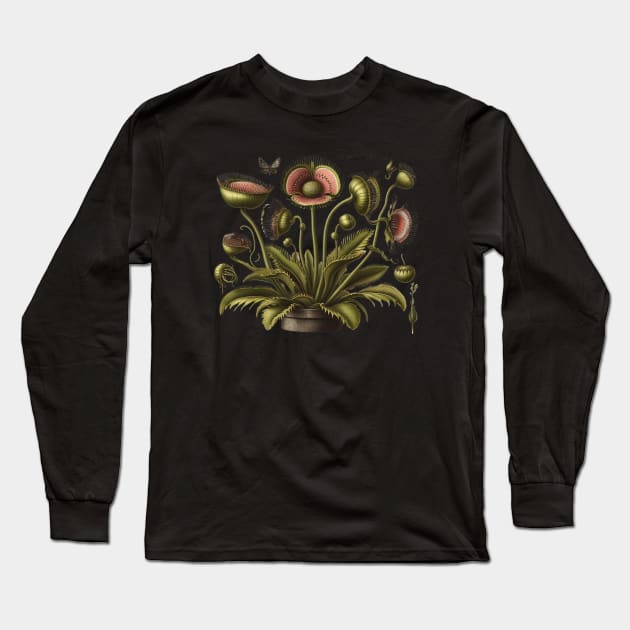 Vintage Venus Flytrap Botanical Long Sleeve T-Shirt by Nancy 